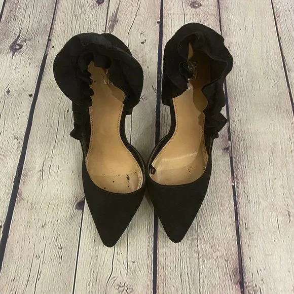 New York & Co Black Suede Stiletto High Heel Pumps - Picture 3 of 7
